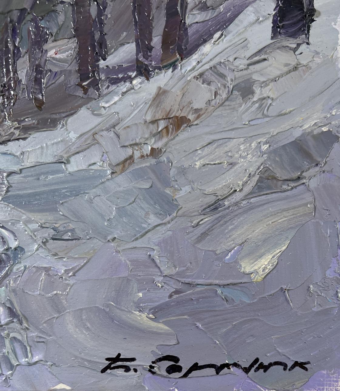 Oil painting Without a Trace by Boris Serdyuk, textured gray silver strokes