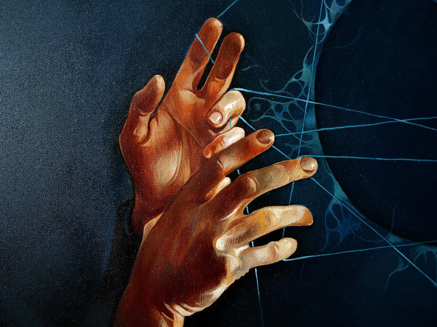 Detailed realistic oil painting of two warm hands by Gemarmen Konsta G. Amelinn