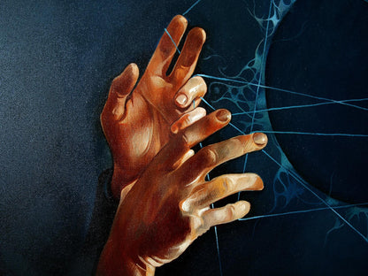 Detailed realistic oil painting of two warm hands by Gemarmen Konsta G. Amelinn