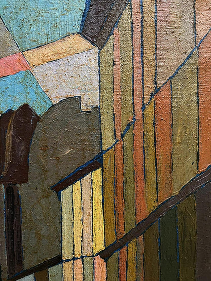 Abstract geometric oil painting Closer to the center by Serhiy Kovalev