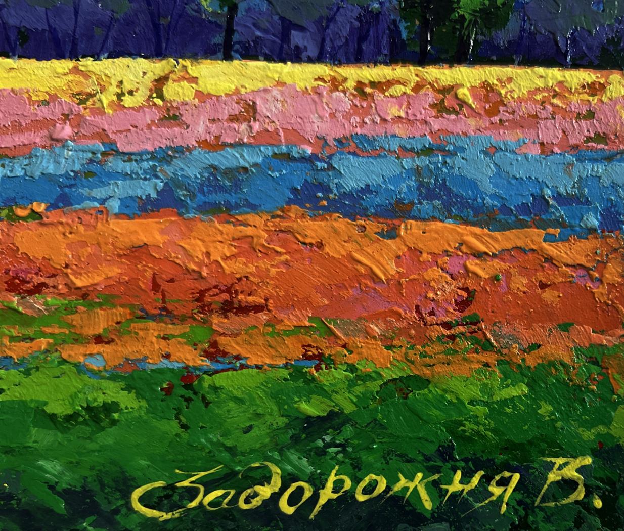 Vibrant abstract oil painting Sounds of birds over the summer expanse by V. Zadorozhnya