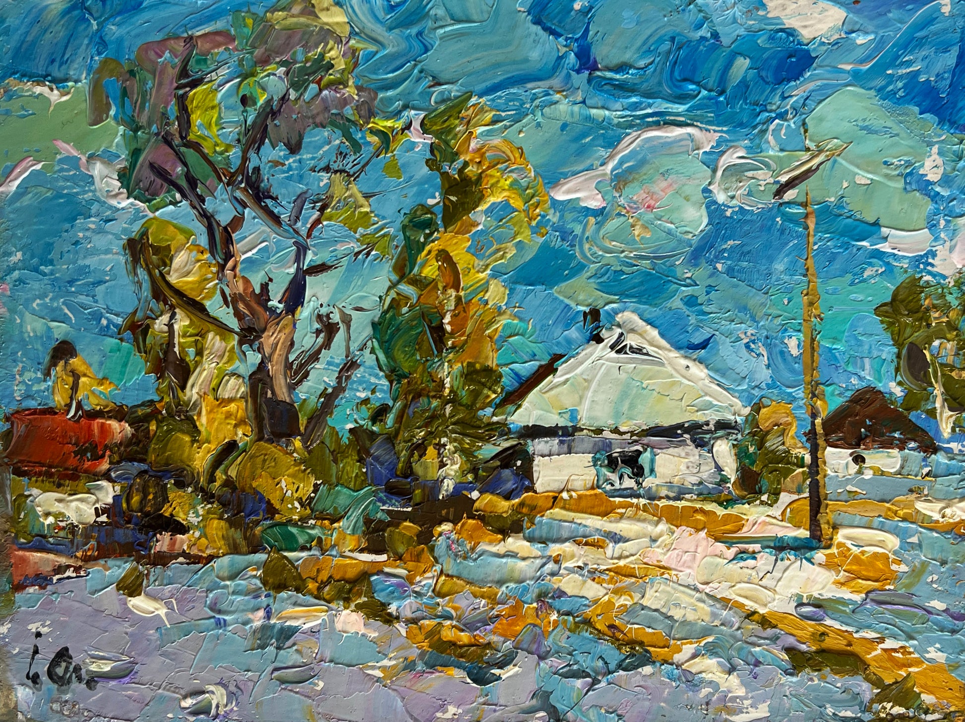 Vibrant impressionist yurt painting by Oleksiy & Oksana Ivaniuk