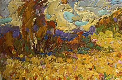 Vibrant Oleksiy Ivanyuk sunflower fields oil painting in impressionist style