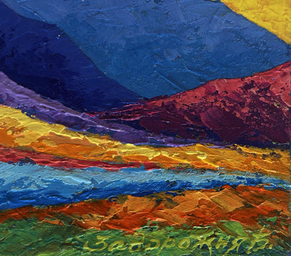 Vibrant Big Mountains and Sunset oil painting by V. Zadorozhnya