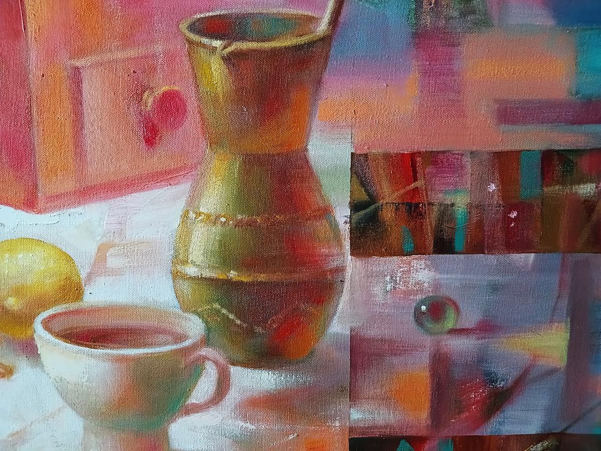 Abstract oil painting Morning Coffee Anatoly Tarabanov
