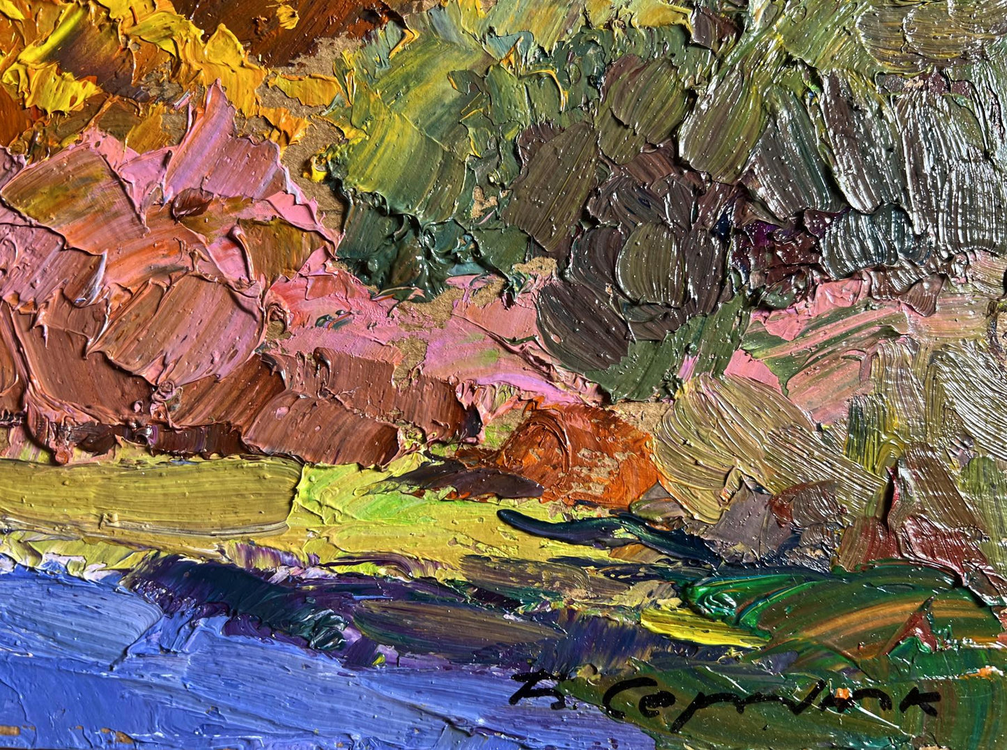 Oil painting Golden autumn by Boris Serdyuk in vibrant textured colors