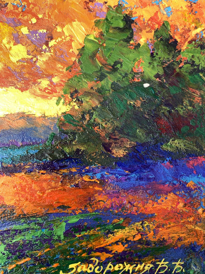 Vibrant impressionist oil painting Windy evening by V. Zadorozhnya