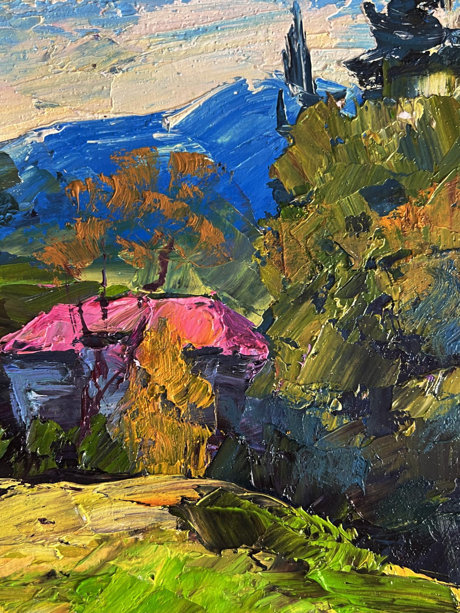 Impressionist oil painting The House with the Pink Roof by Boris Serdyuk