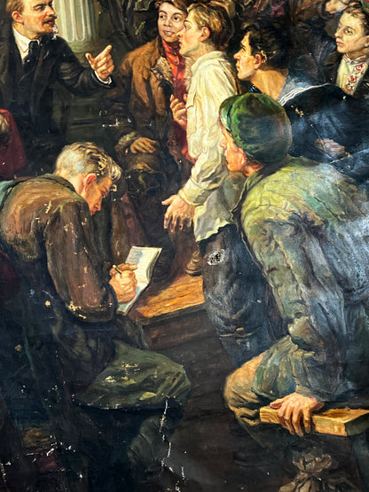Oil painting Lenin among delegates of the 3rd Congress of Komsomol Viktor Terentyev