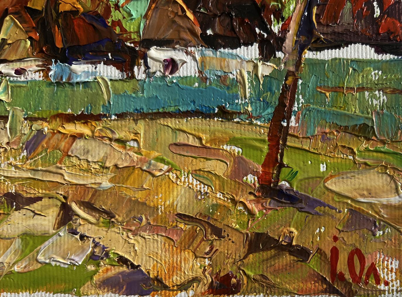 Impasto textured Autumn day in the village oil painting by Oleksiy Ivanyuk