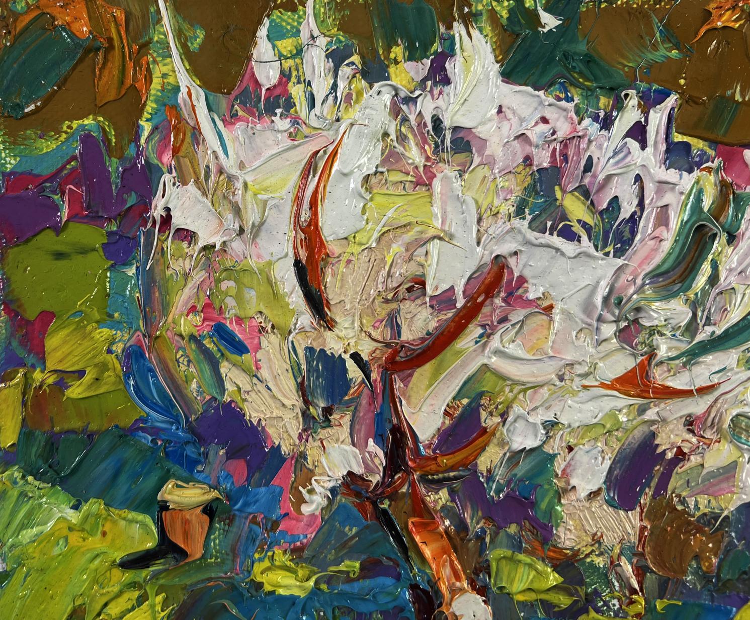 Oil painting Petals dancing in spring breeze by Oksana Ivanyuk