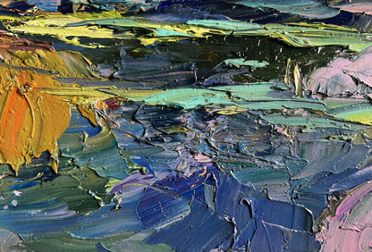 Oil painting Relaxation on the lake by Boris Serdyuk with impasto strokes