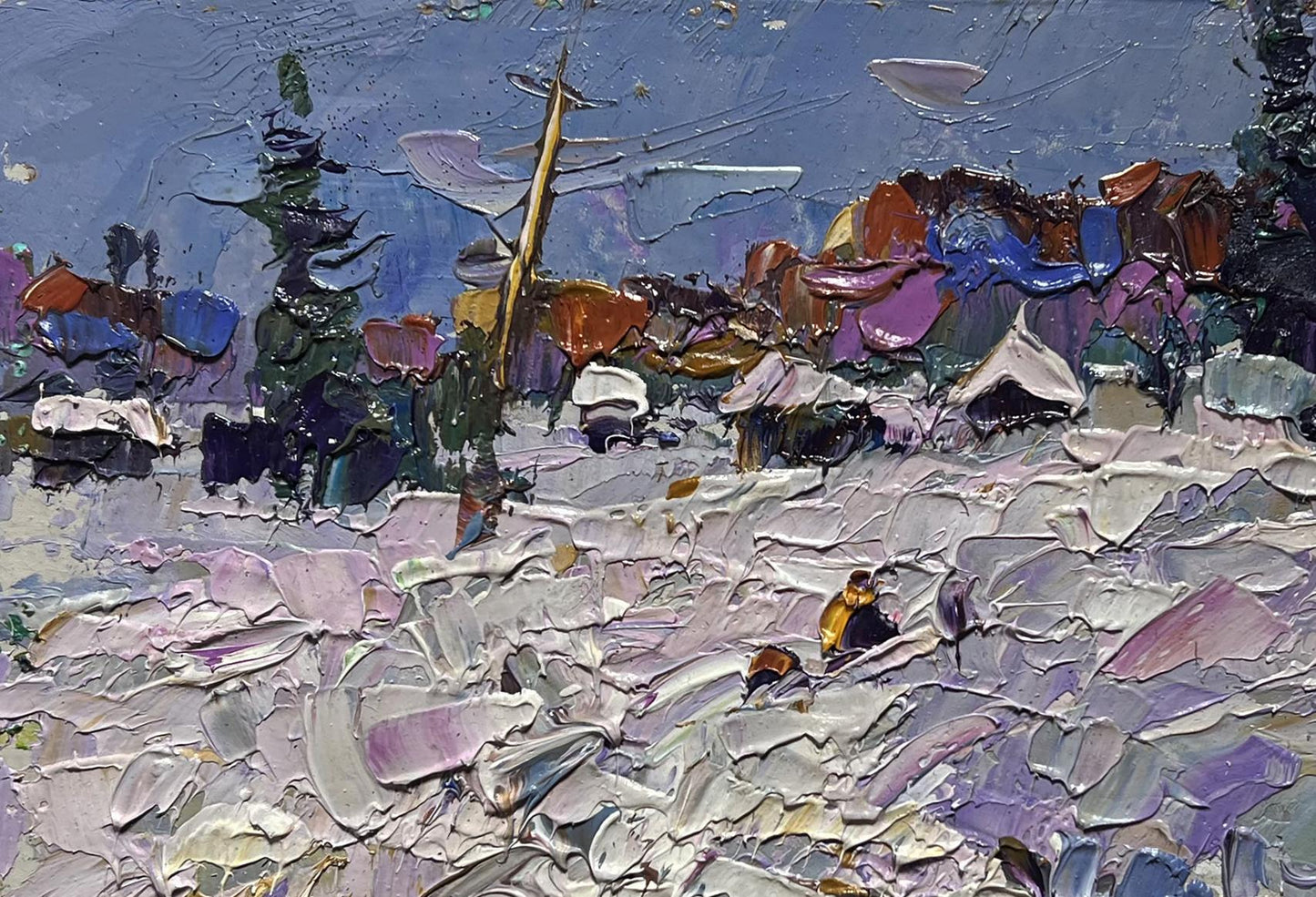 Impasto oil painting Winter Road Home by Oleksiy Ivanyuk