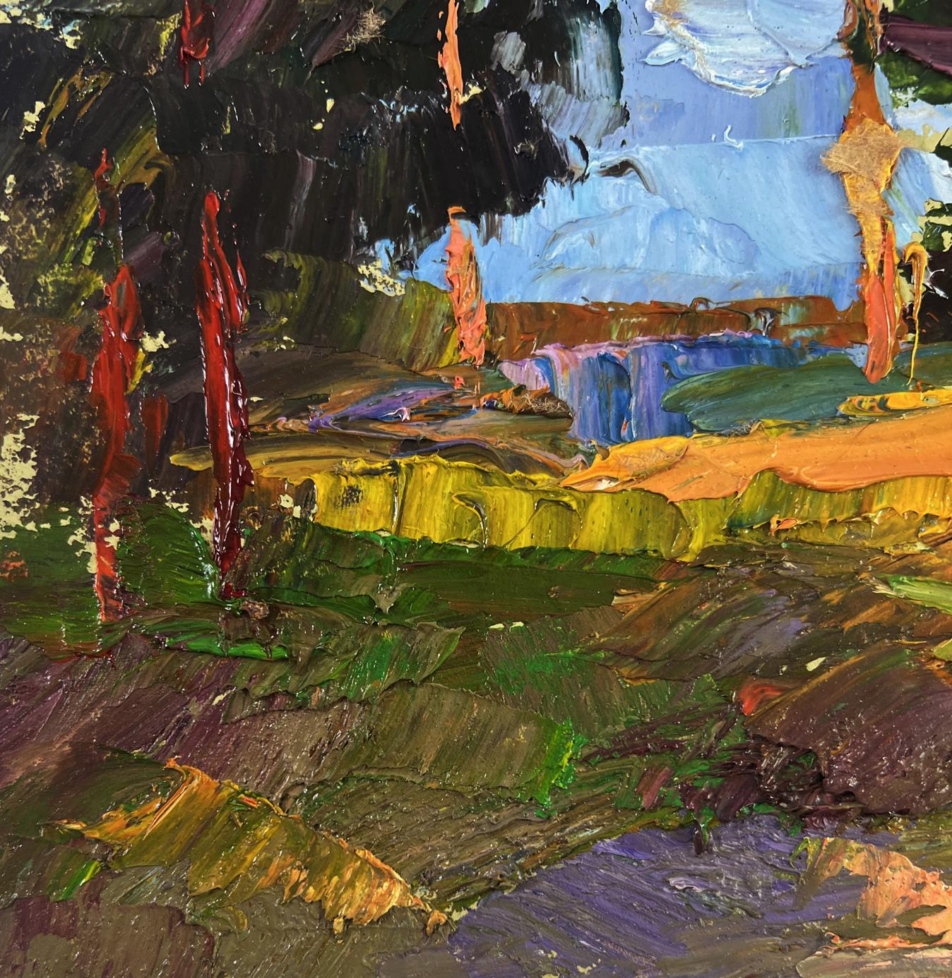 Vibrant oil painting Silence of trees and light of open spaces by Boris Serdyuk