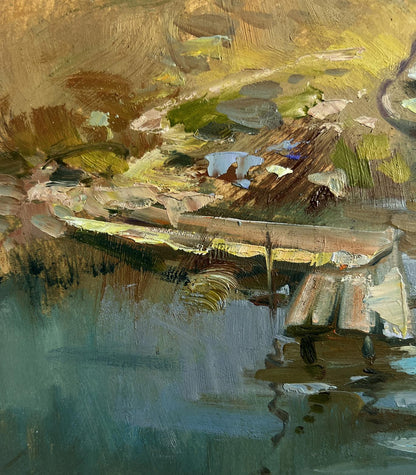 Impressionistic oil painting Summer peace on the river by Yuriy Suprunchuk