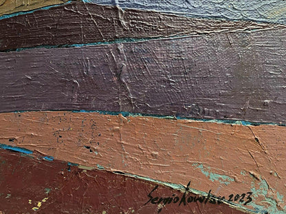 Oil painting Abstract Cityscape Serhiy Kovalev Artist's signature 