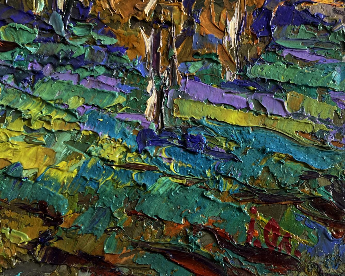 Vibrant impressionist oil painting Evening autumn wind by Oleksiy Ivanyuk