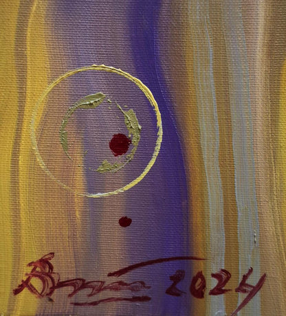 Oil painting The Lost World by Sergiy Voichenko with gold red circle
