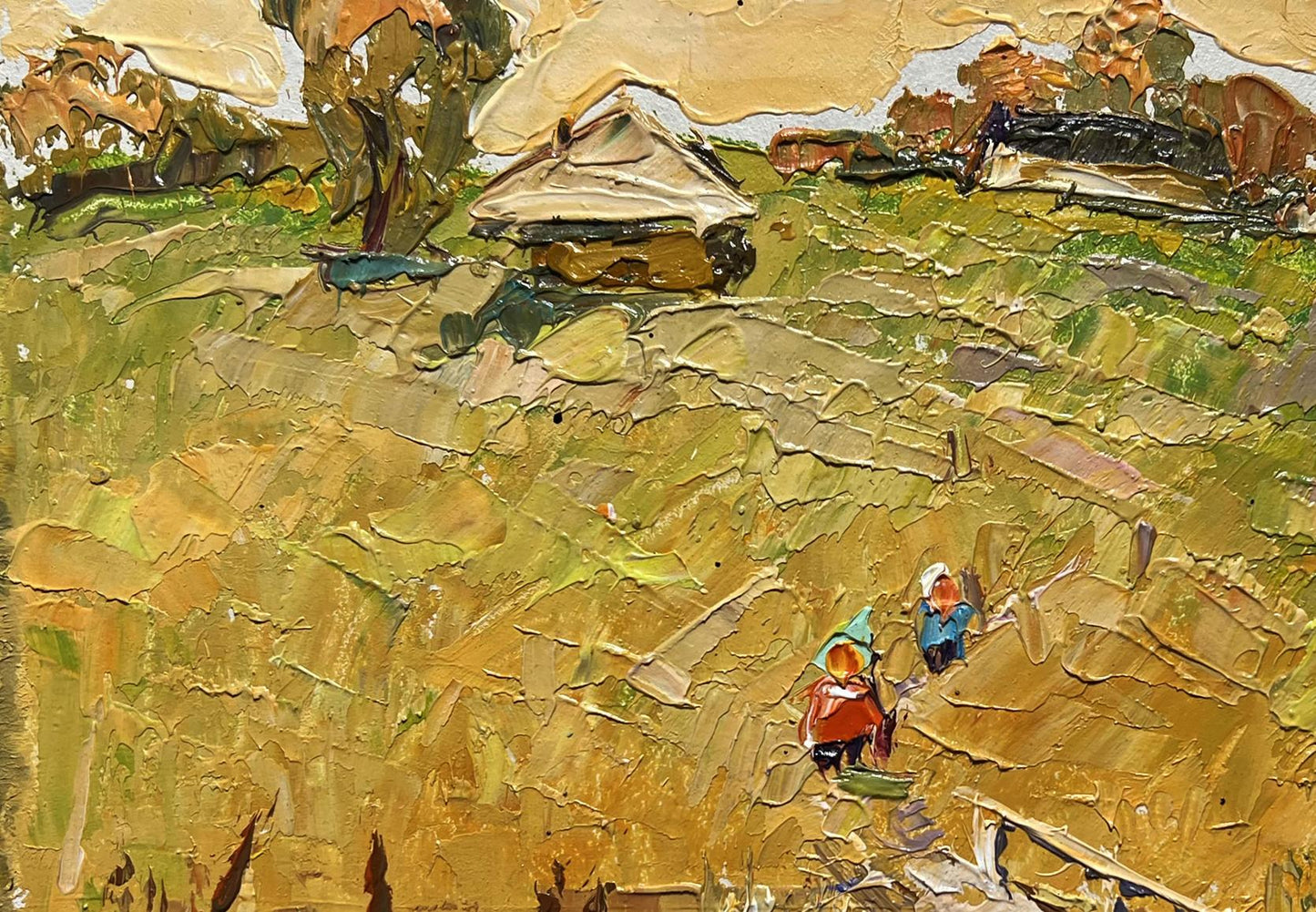 Oil painting Village road to the reservoir by Oleksiy Ivanyuk