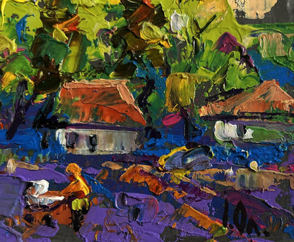 Vibrant impressionist oil painting On the outskirts of the city by Oleksiy Ivanyuk