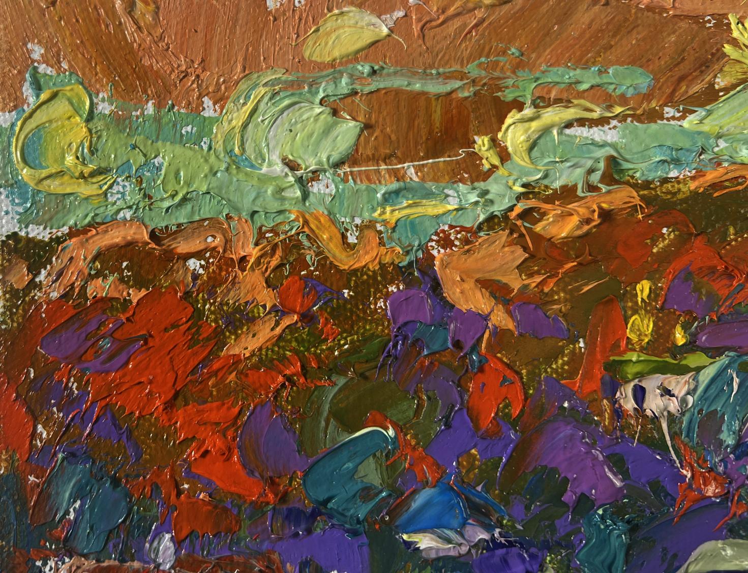 Vibrant Oleksiy Ivanyuk oil painting Evening bell floats over village