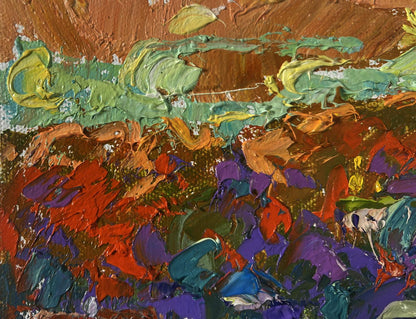 Vibrant Oleksiy Ivanyuk oil painting Evening bell floats over village