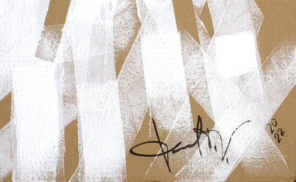 Abstract acrylic painting Bride by Dima Filatov with white tan geometric shapes