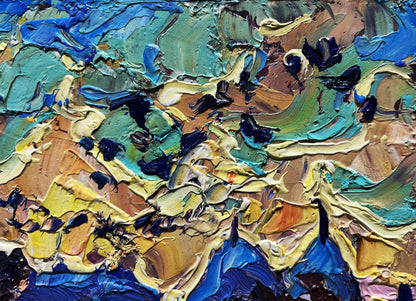 Vibrant textured oil painting Crows in the evening by Oleksiy Ivanyuk