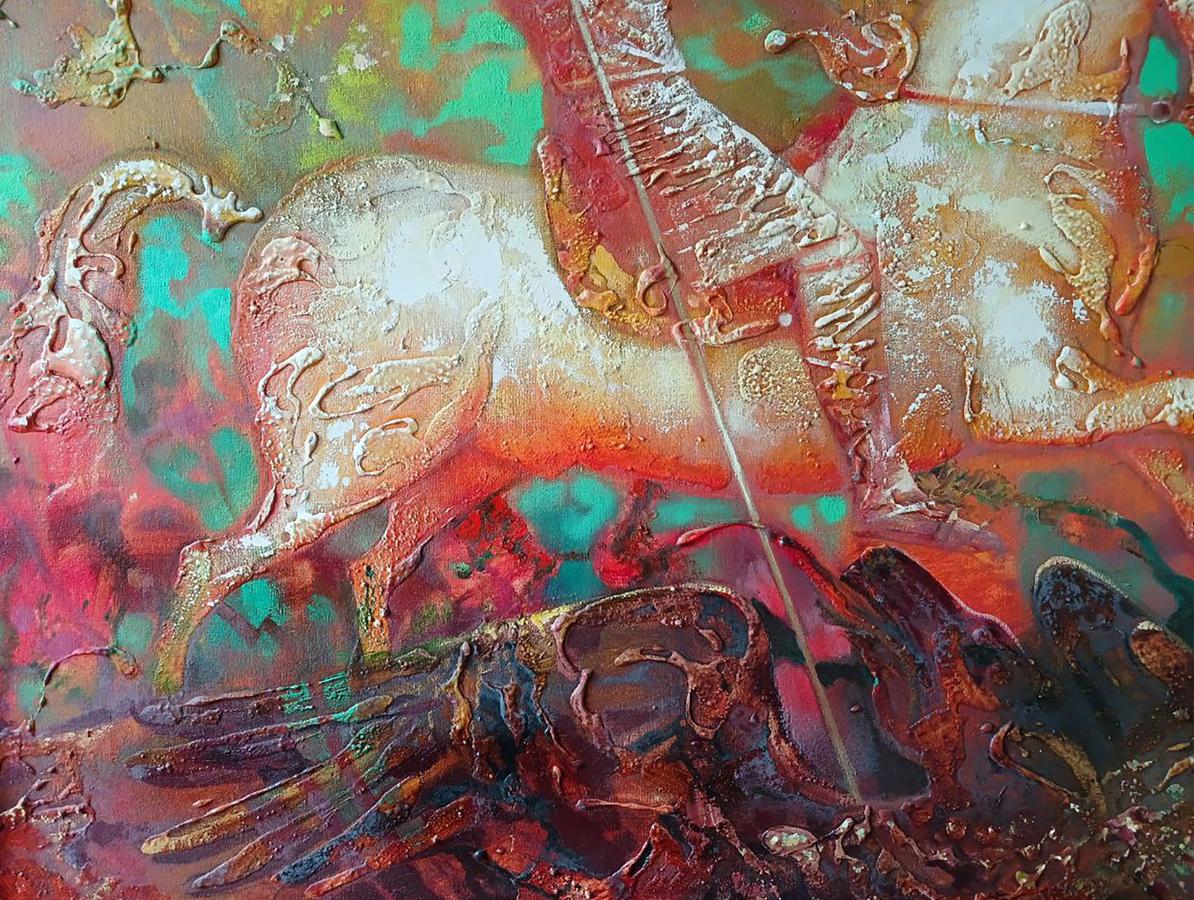 Abstract oil painting Warrior on horseback Anatoly Tarabanov