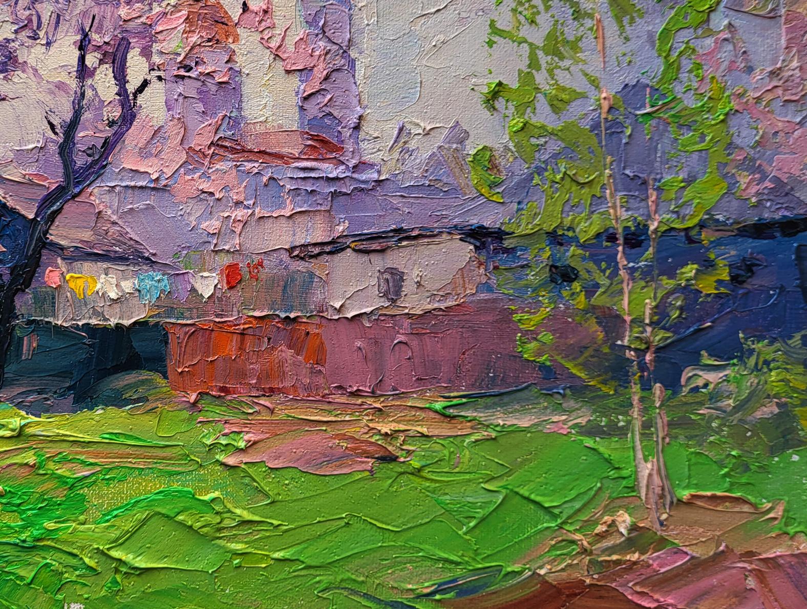 Oil painting Spring has come by Boris Serdyuk with vibrant hills and tree