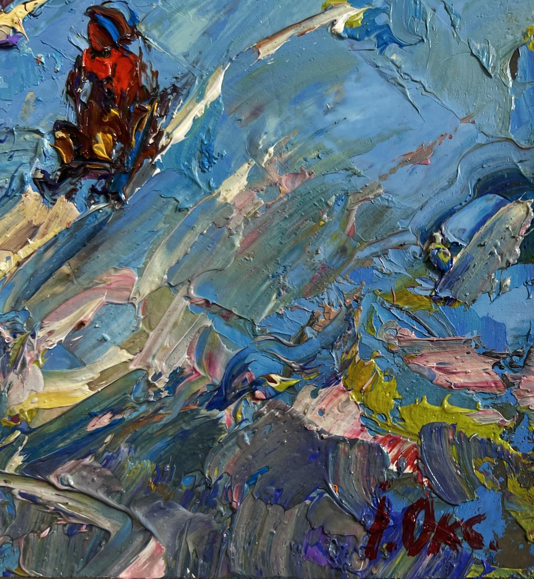 Oil painting Until the winter twilight Oksana Ivanyuk vibrant abstract textured brushstrokes
