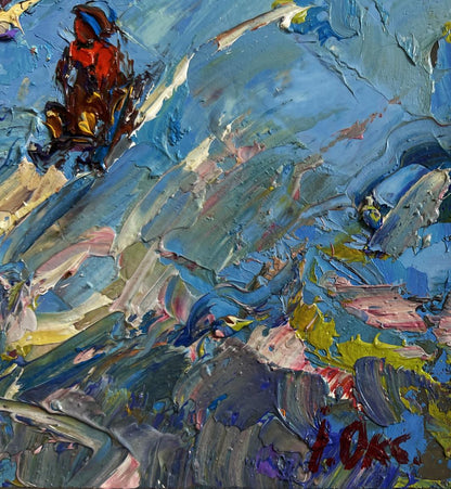Oil painting Until the winter twilight Oksana Ivanyuk vibrant abstract textured brushstrokes