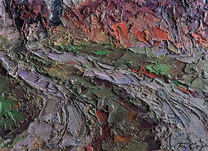 Oil painting of horse walking path by Boris Serdyuk, impasto earthy tones