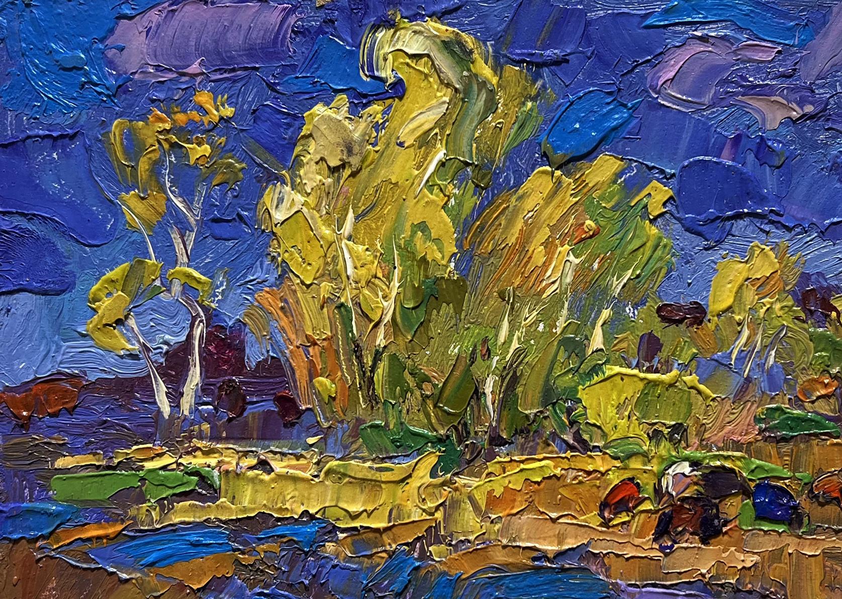 Oleksiy Ivanyuk oil painting: Vibrant autumn foliage after rain