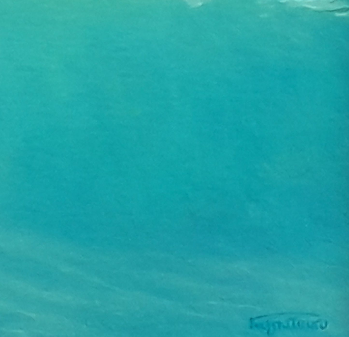 Textured turquoise abstract oil painting Voice of the Ocean by Vasily Korkishko
