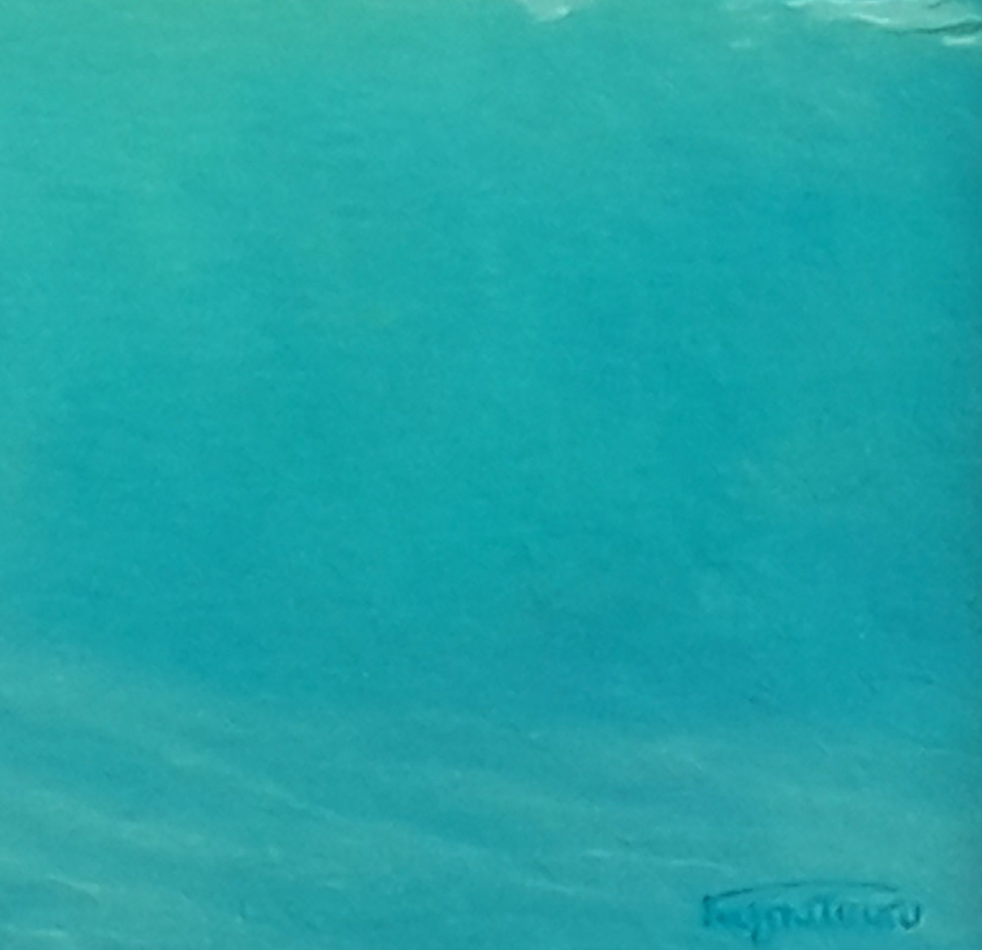 Textured turquoise abstract oil painting Voice of the Ocean by Vasily Korkishko