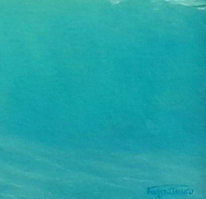 Textured turquoise abstract oil painting Voice of the Ocean by Vasily Korkishko