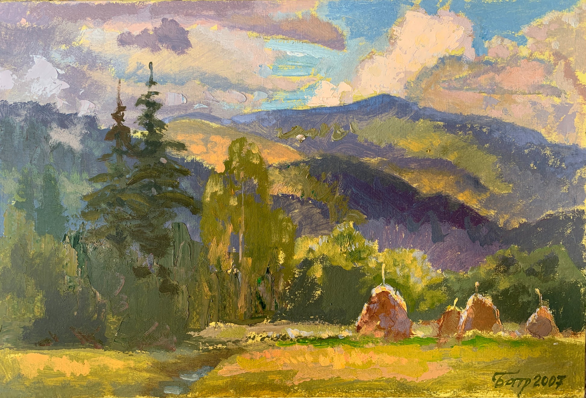 Vibrant impressionist landscape by Vladimir Batrakov, wholesale original art