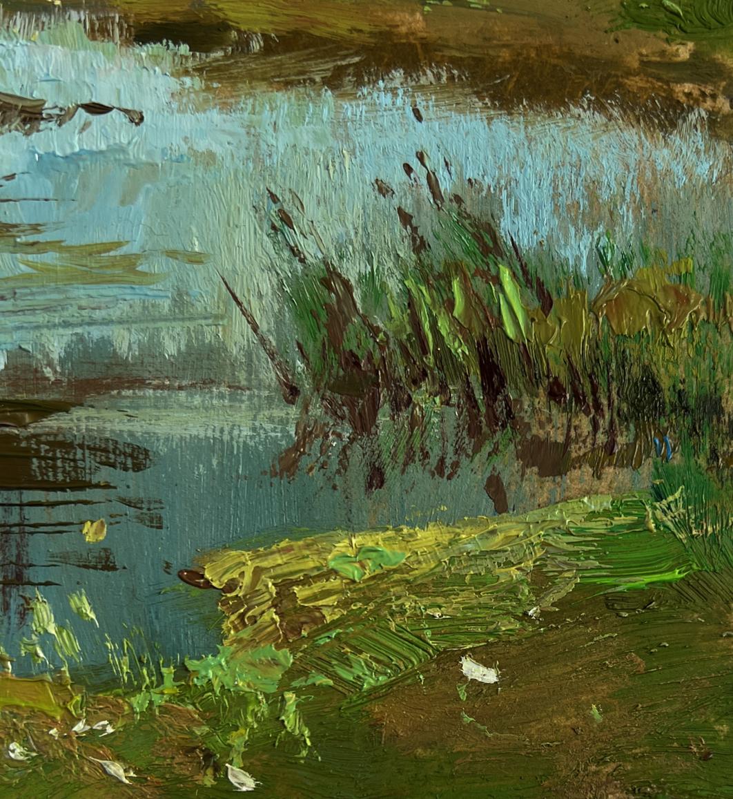 Impasto oil painting of summer winding river by Yuriy Suprunchuk