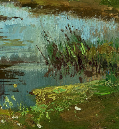 Impasto oil painting of summer winding river by Yuriy Suprunchuk