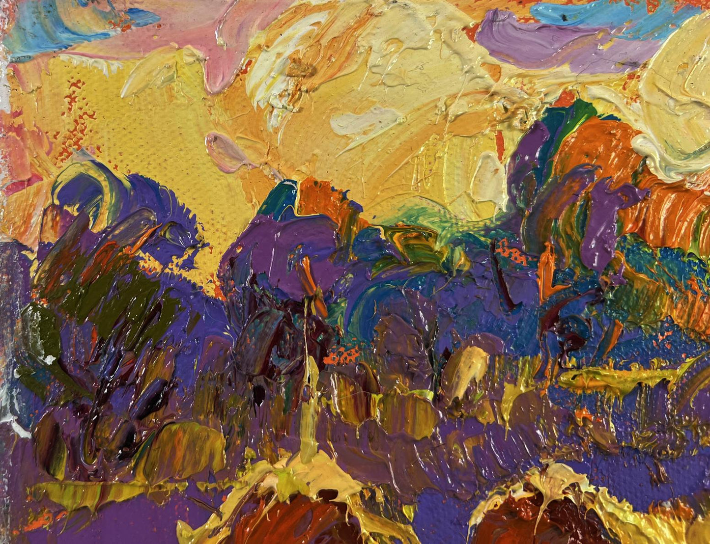 Vibrant impasto oil painting Light fades in the embrace of silence by Oleksiy Ivanyuk