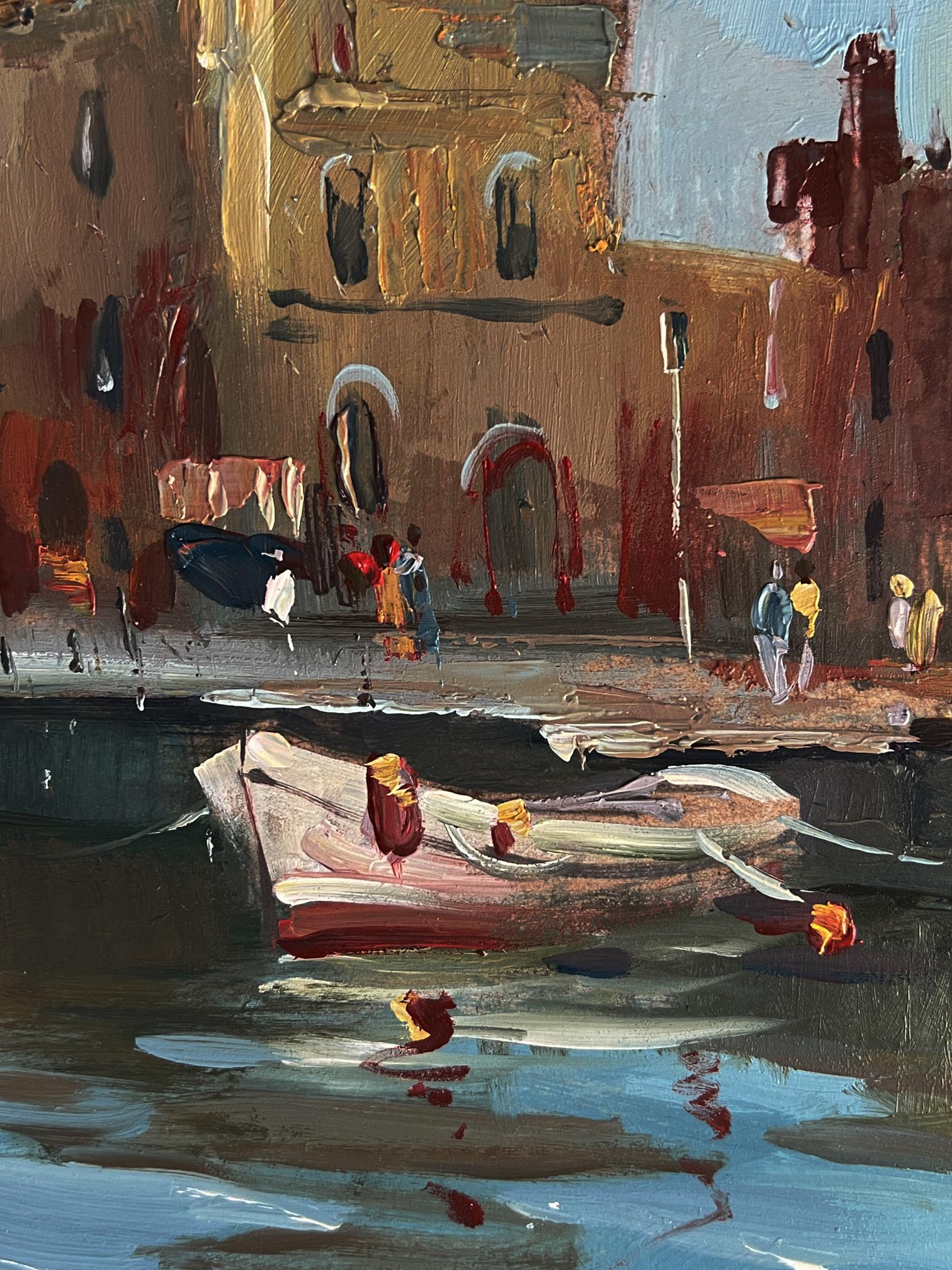 Weathered reddish-brown rowboat by Yuriy Suprunchuk Venice oil painting