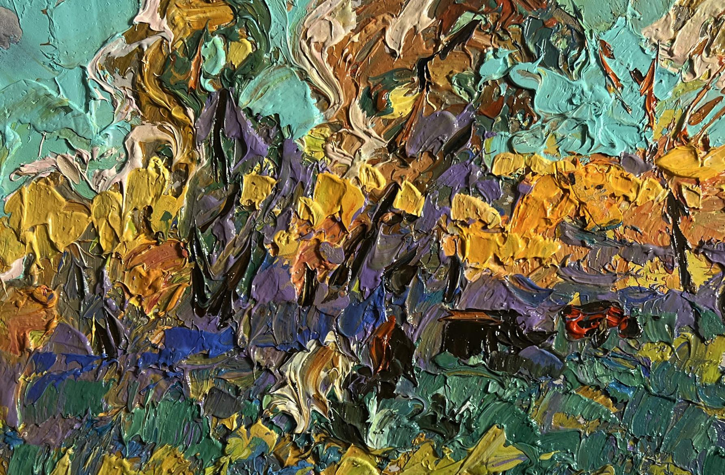 Vibrant impasto oil painting A light breeze in the meadows by Oleksiy Ivanyuk