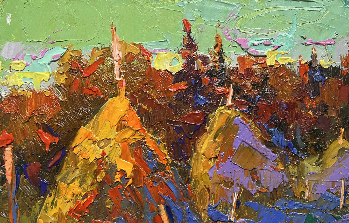 Vibrant impressionist sunset landscape oil painting by Oleksiy Ivanyuk