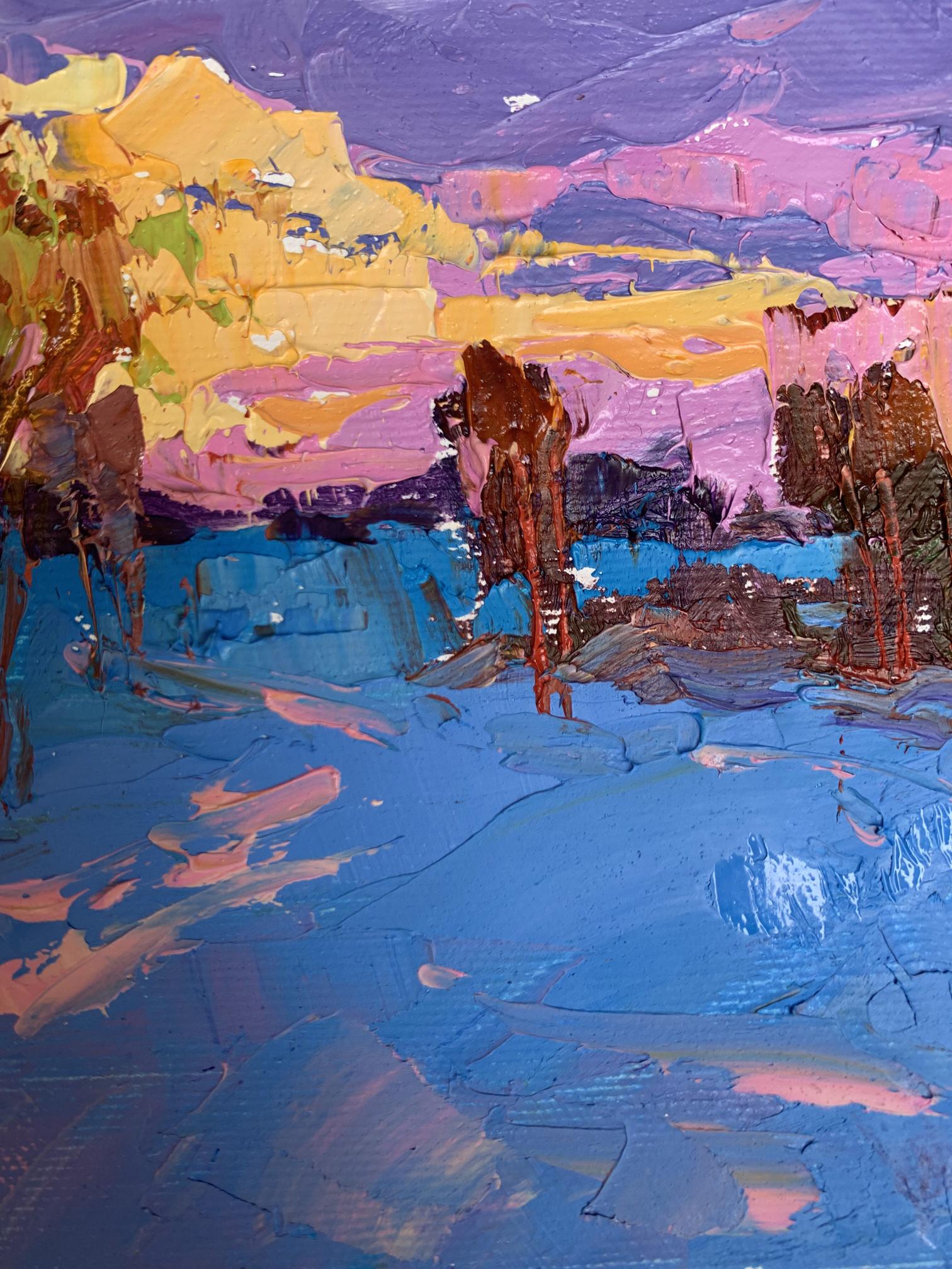 Vibrant impasto oil painting In the evening in the cold by Oksana Ivanyuk