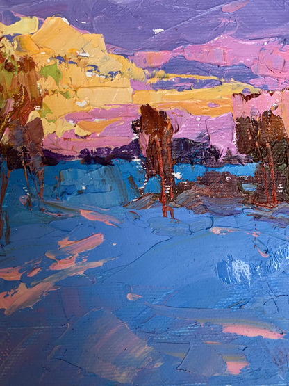 Vibrant impasto oil painting In the evening in the cold by Oksana Ivanyuk
