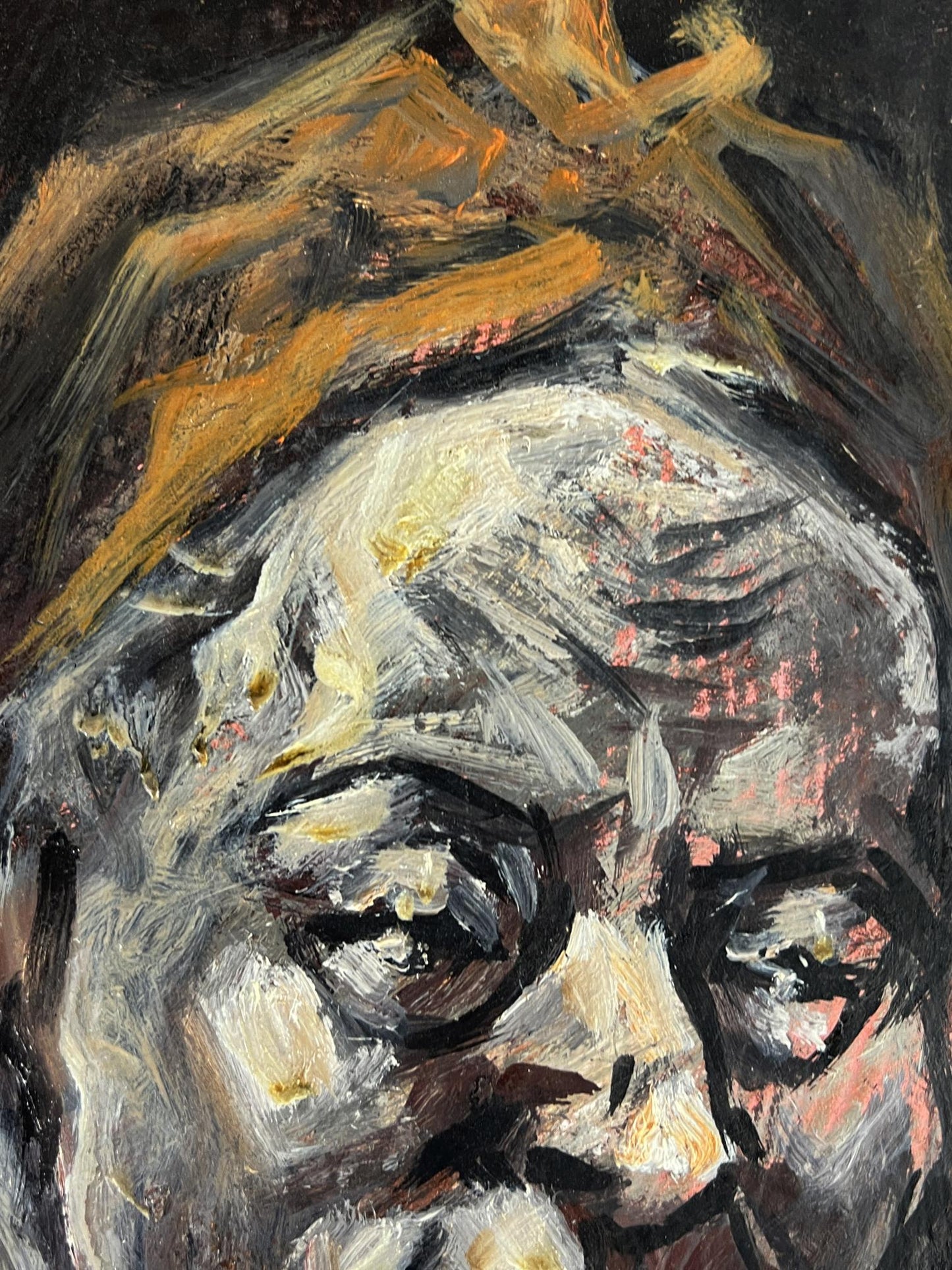 Oil painting portrait of man by Alexander Litvinov in bold gray strokes
