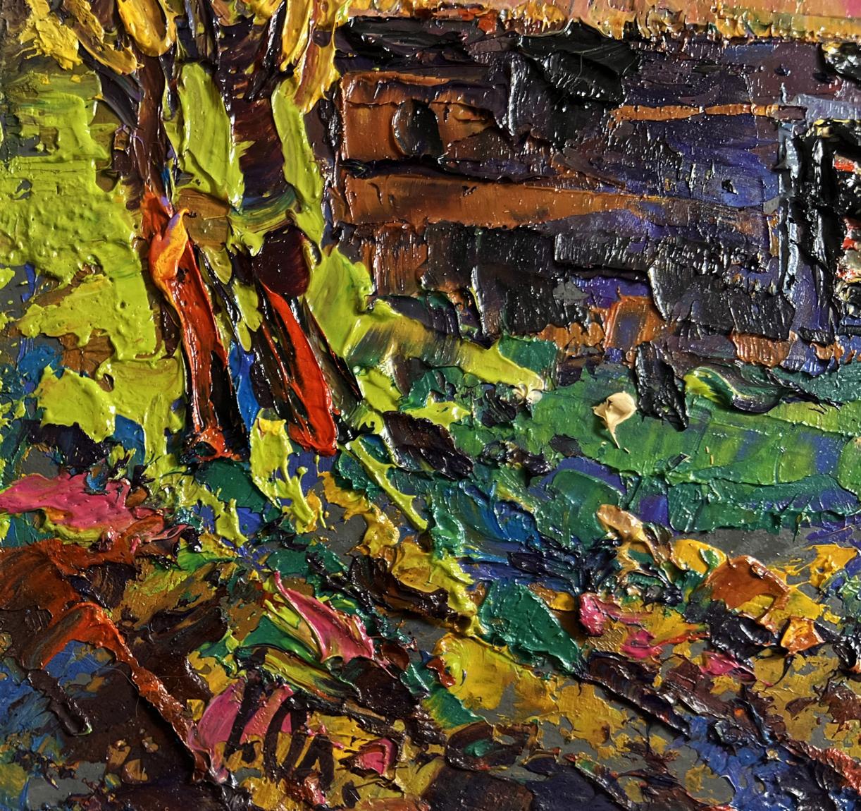 Vibrant impressionist oil painting Warm evening in the village by Oleksiy Ivanyuk