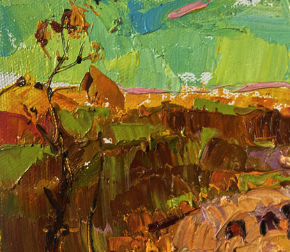 Vibrant impressionist oil painting by Oleksiy Ivanyuk, sunny nature landscape