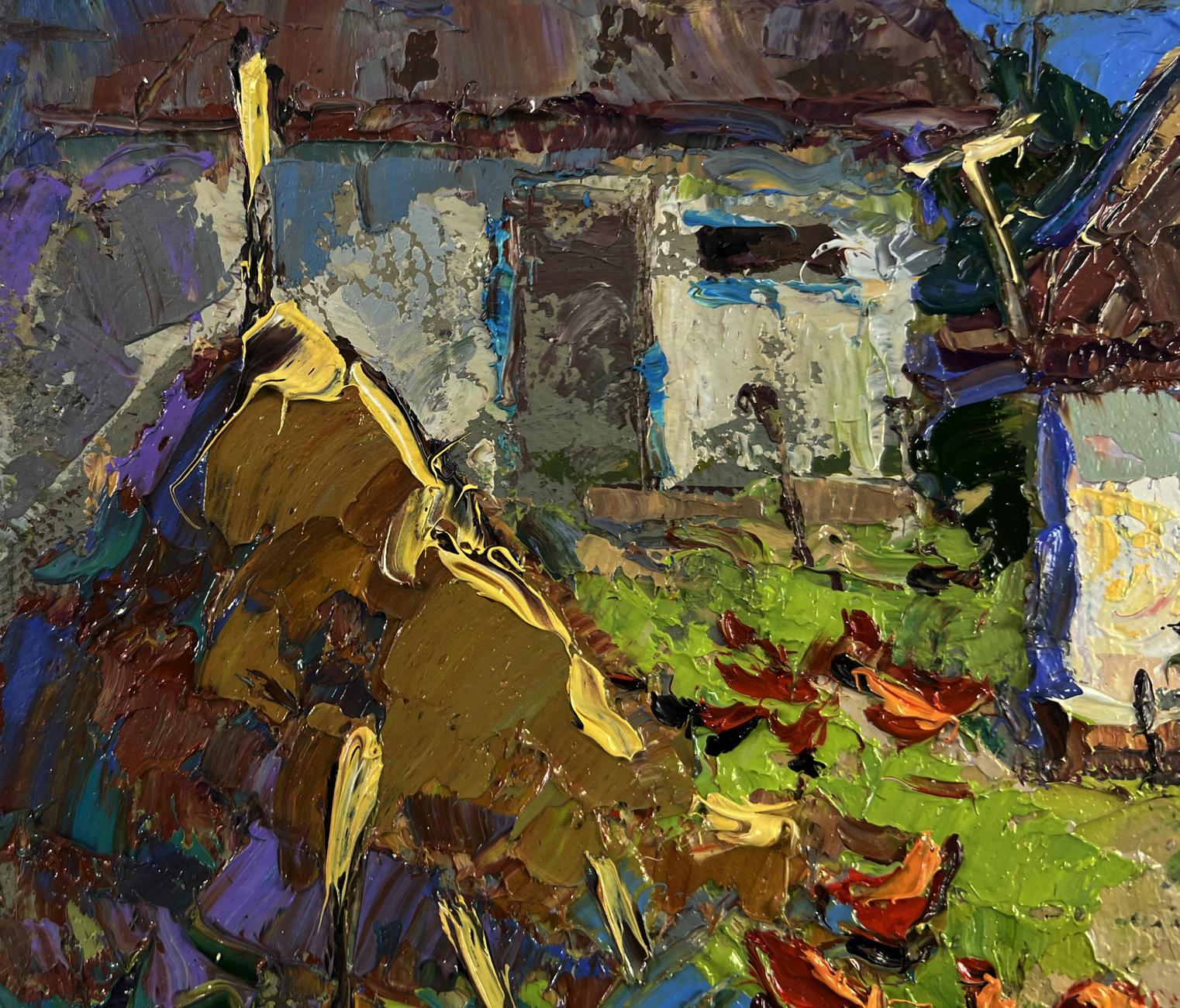 Vibrant impressionist oil painting Quiet Evening Courtyard by Oksana Ivanyuk